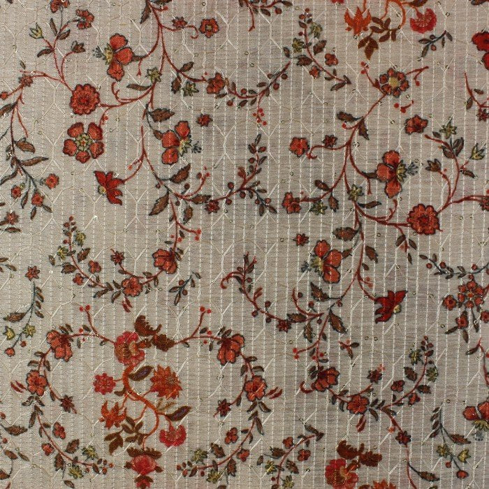 Cream & red garden embroidered print (RT-1244)