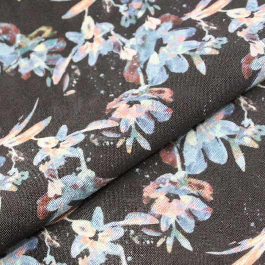 Dark navy flowery print (RT-1193)