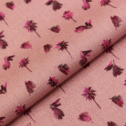 Pink leaf print linen (RT-1227)