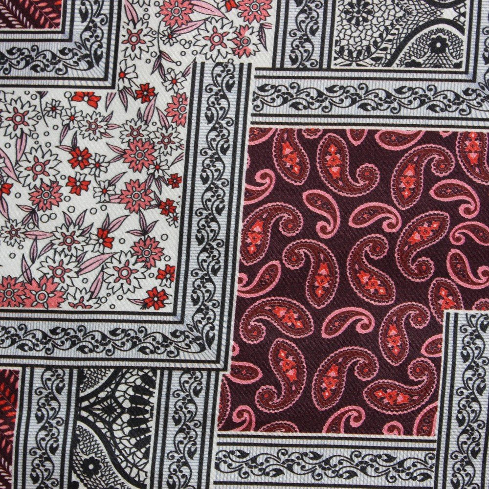 Red white abstract leafy print (RT-1013)