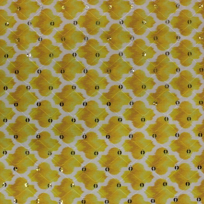Yellow abstract print with sequins (RT-1209)