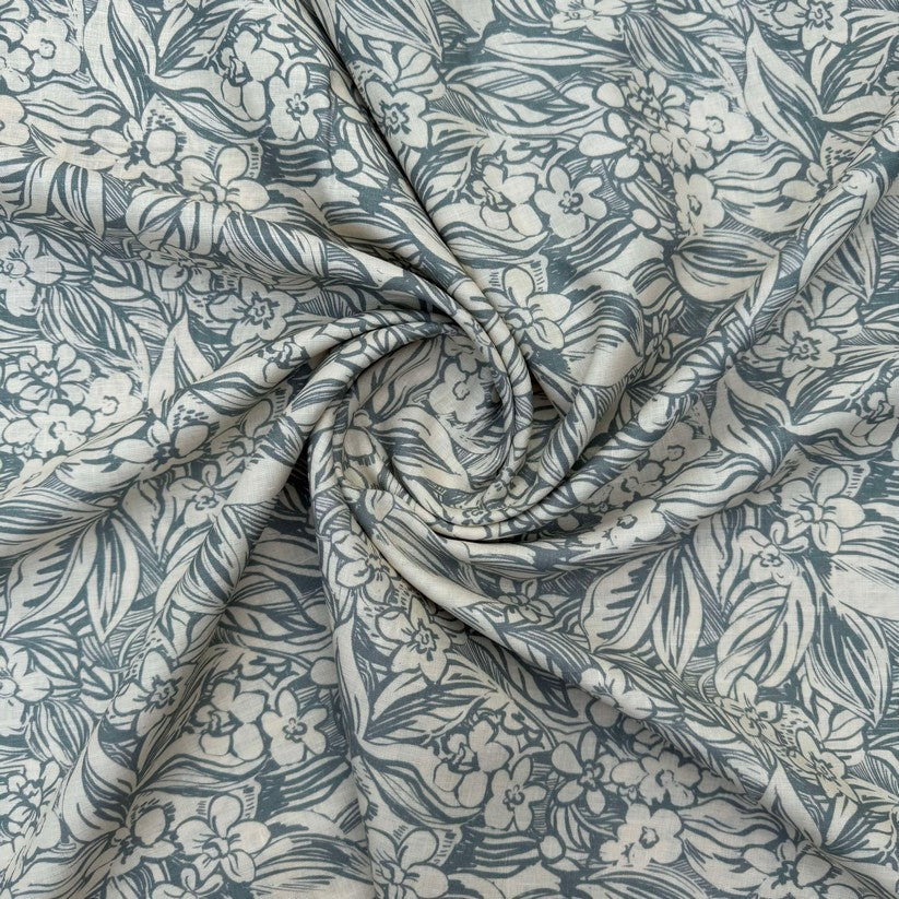 Olive and cream leafy print (RT-1344)