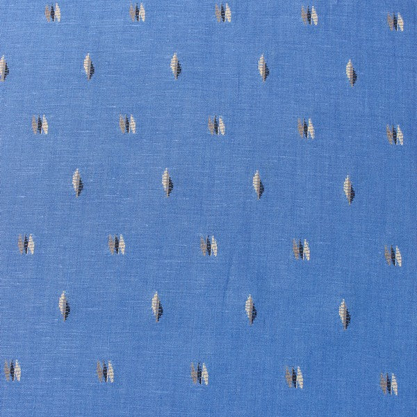 Ash Blue embroidered print linen (RT-1169)
