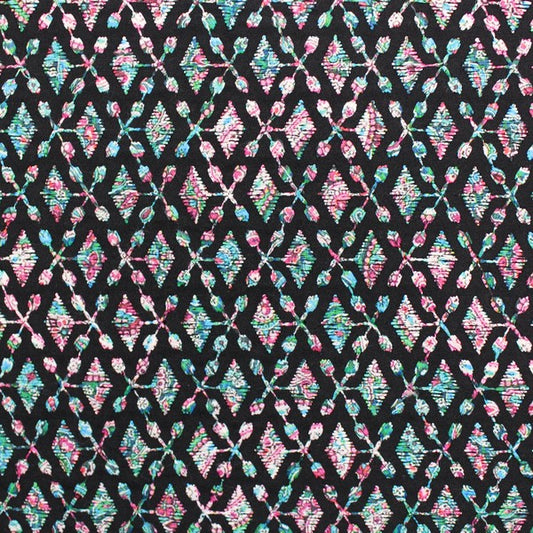 Black & Multicoloured embroidered chikankari fabric (RT-1183)