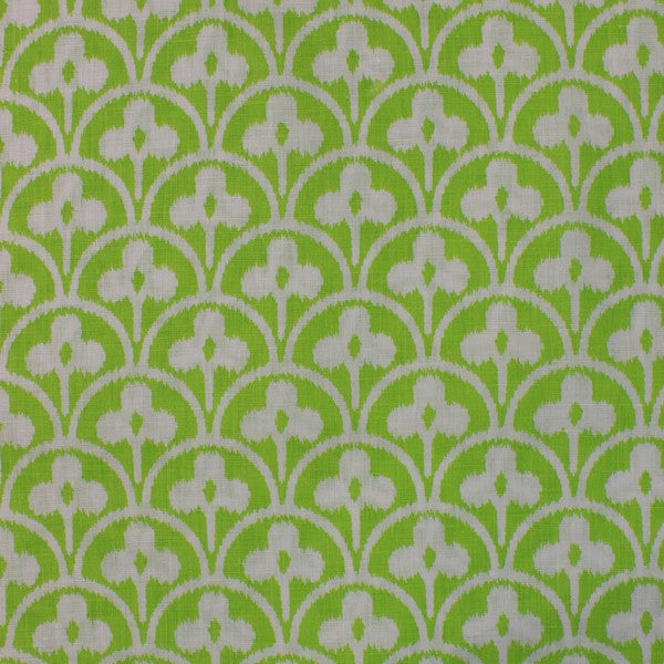 Bright Parrot green flowery print European Linen (RT-1141)