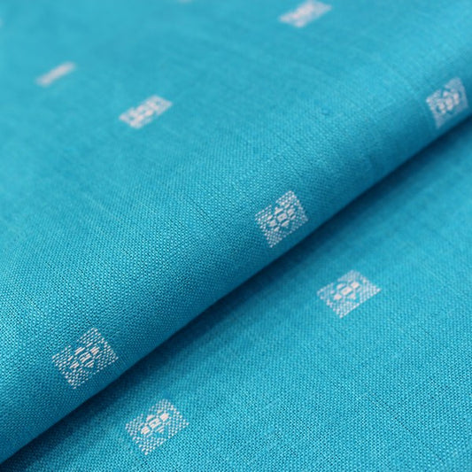 Bright Teel Self Jacquard print European linen (RT-1165)