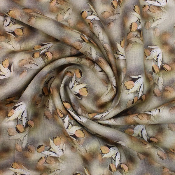 Earthly Natural Shade Flowery print European Linen (RT-1135)