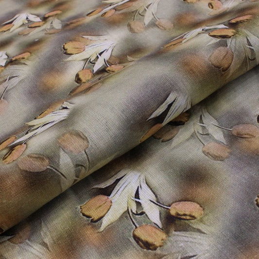 Earthly Natural Shade Flowery print European Linen (RT-1135)