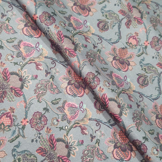 Grey and maroon flower print (RT-1278)