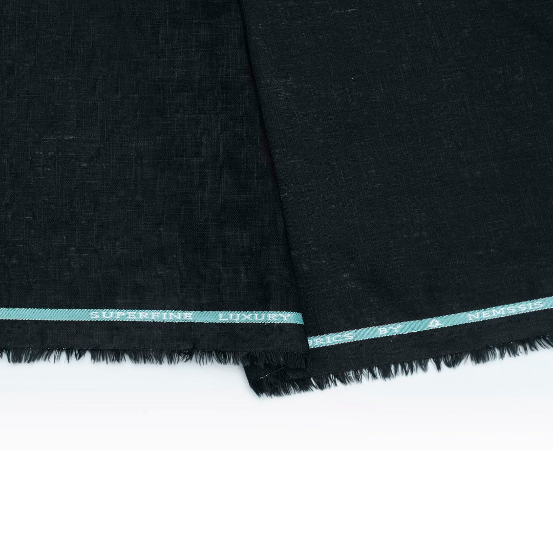 Jet black linen cotton fabric (RT-1368)
