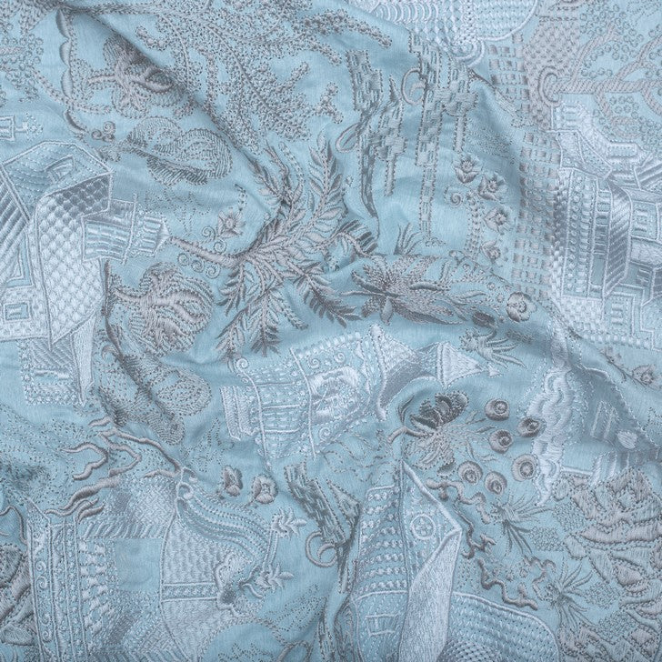 Light coral pure silk embroidered fabric (RT-1388)
