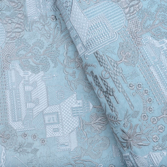 Light coral pure silk embroidered fabric (RT-1388)