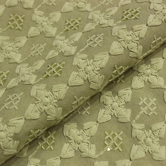 Light olive chikankari fabric with sequins (RT-1186)