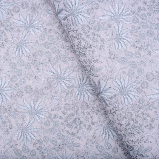 Light peach pure silk jungle embroidered fabric (RT-1371)