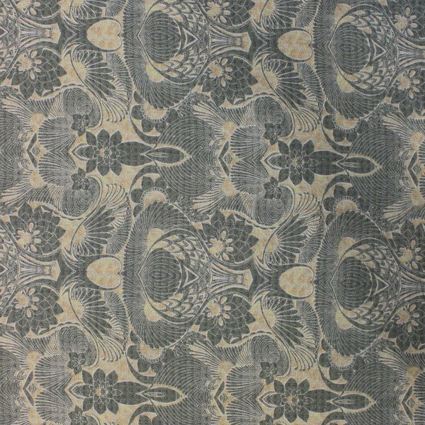 Olive & Beige abastract leafy print linen (RT-1157)