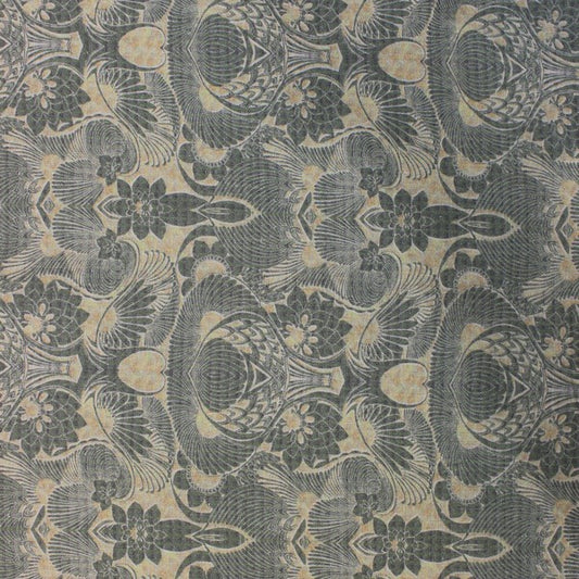 Olive & Beige abastract leafy print linen (RT-1157)