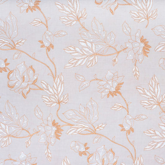 Orange brown leafy embroidered fabric (RT-1384)