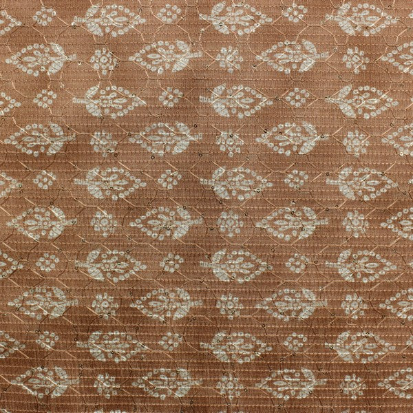 Peach Orange Embroidered Ajrakh Print (RT-1180)