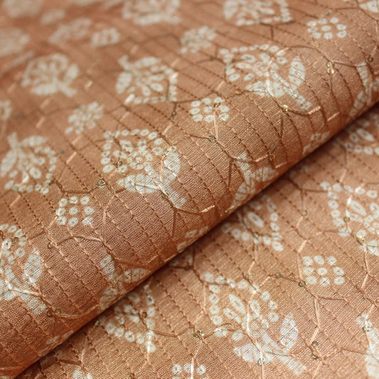 Peach Orange Embroidered Ajrakh Print (RT-1180)