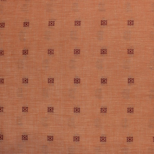 Peach Orange Self Jacquard print linen (RT-1164)
