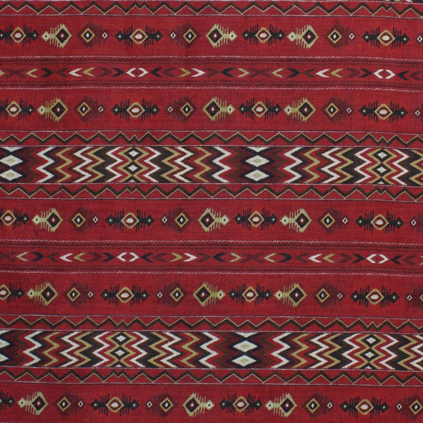 Red Abstract Printed Stripe European Linen (RT-1143)