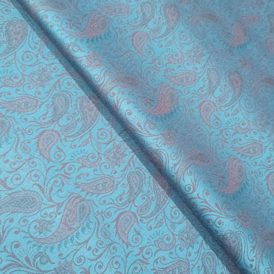 peacock colour leafy self design print (RT-1282)