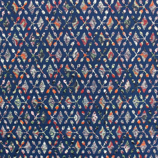 Teel & multicoloured embriodered chikankari fabric (RT-1182)