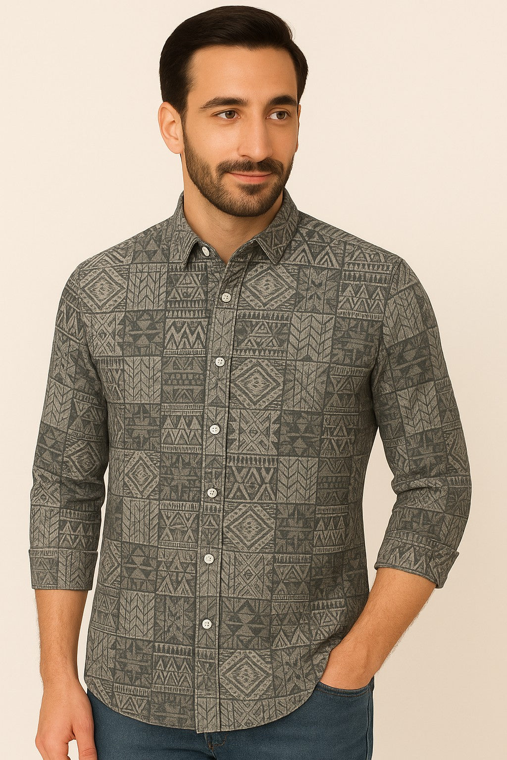 White and grey abstact print (RT-1302)