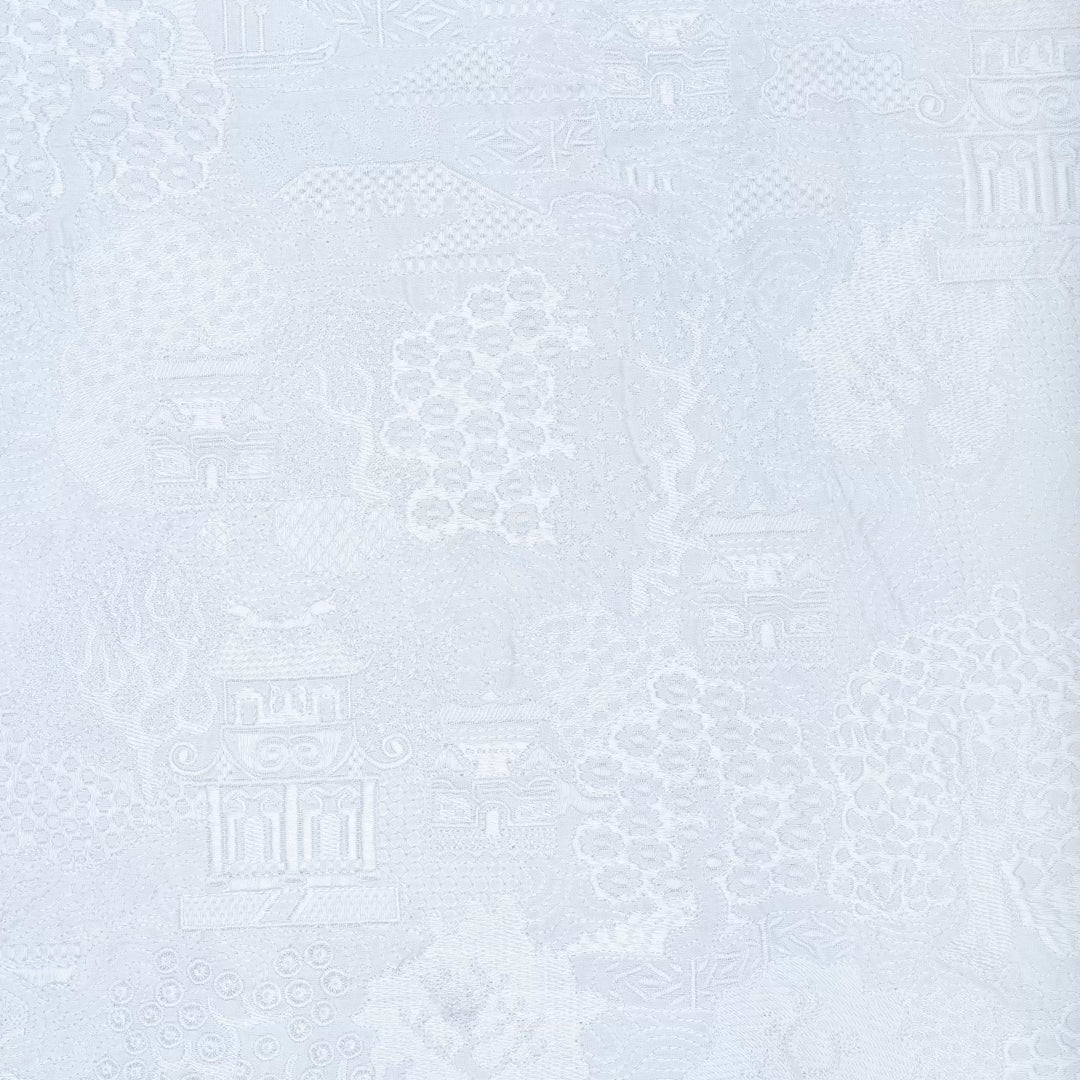 White coloured pure silk embroidered fabric (RT-1380)