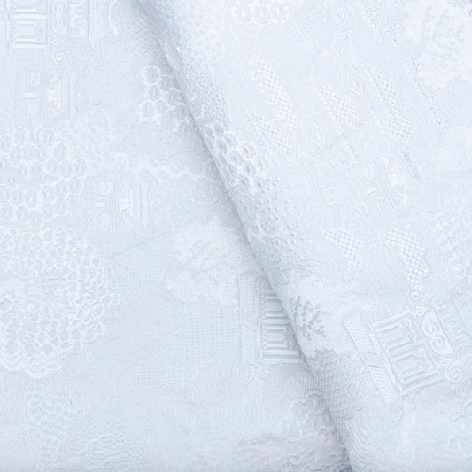 White coloured pure silk embroidered fabric (RT-1380)