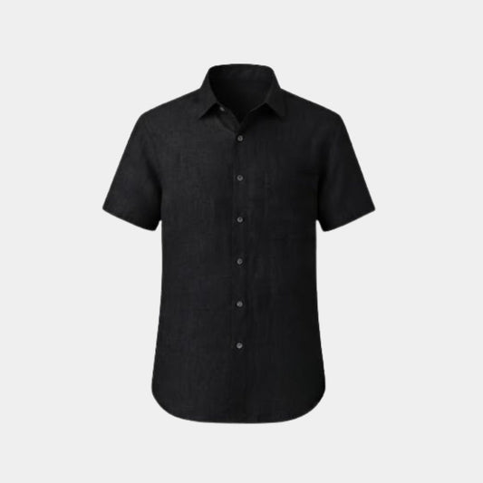 Jet black coloured plain european linen (SD 131)
