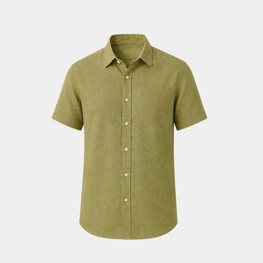 bright olive coloured plain european linen (SD 117)