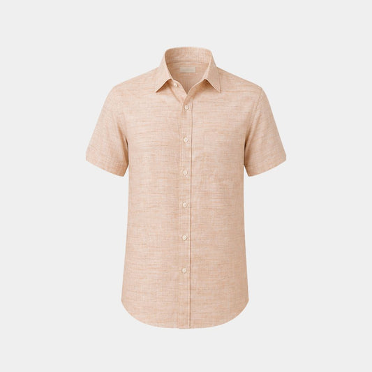 Light almond coloured stripes european linen (SD 134)