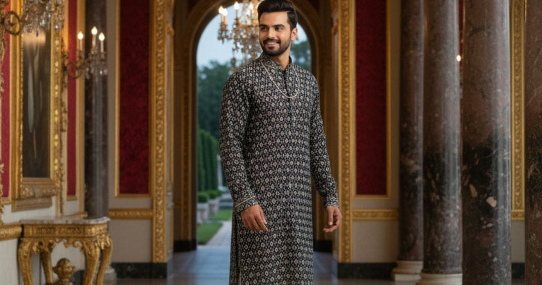 Groom gang attire unstitched fabric for wedding looks online