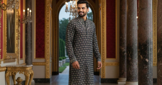 Groom gang attire unstitched fabric for wedding looks online