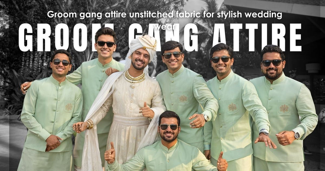 Groom gang attire unstitched fabric for stylish wedding wear