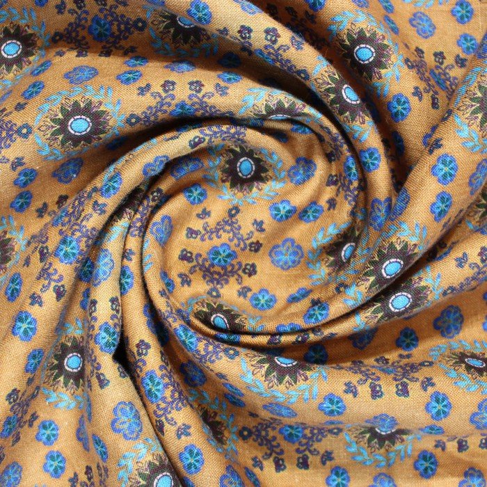 Copper multicoloured abstract print linen (RT-1232)