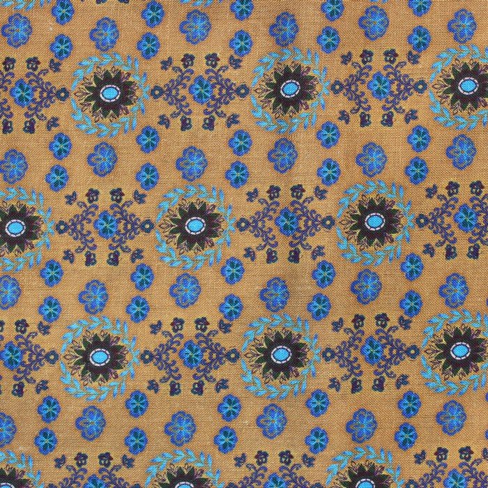 Copper multicoloured abstract print linen (RT-1232)