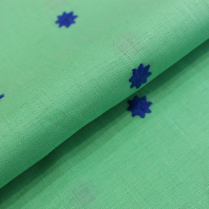 Green star embroidered linen (RT-1211)