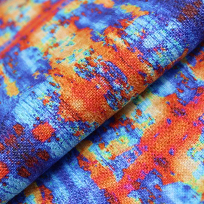 Multicoloured abstract print linen (RT-1231)