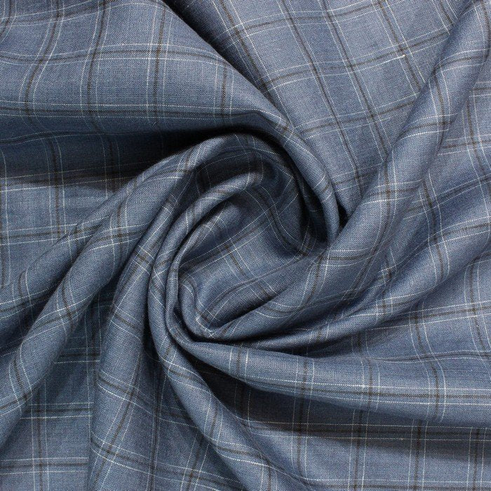 Navy blue & black check european linen (RT-1112)