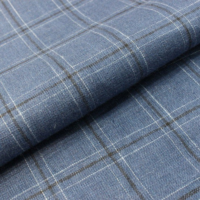 Navy blue & black check european linen (RT-1112)