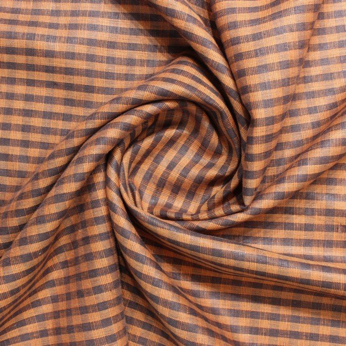 Orange & Brown small check european linen (RT-1118)