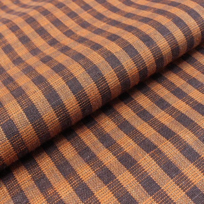 Orange & Brown small check european linen (RT-1118)