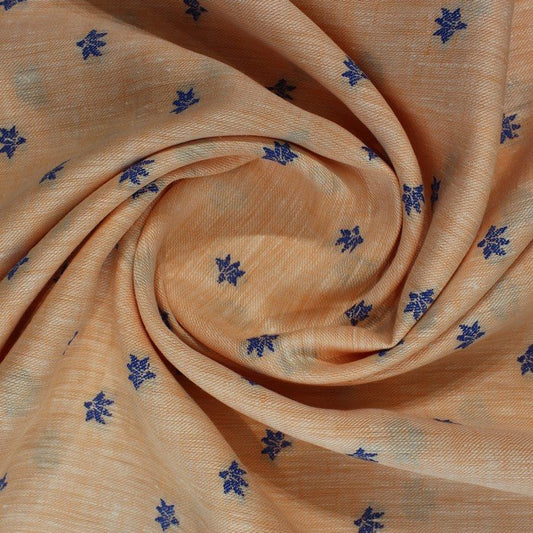 Orange & blue small embroidered motif linen (RT-1226)