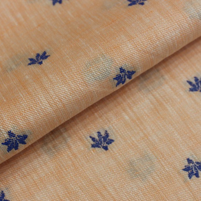 Orange & blue small embroidered motif linen (RT-1226)