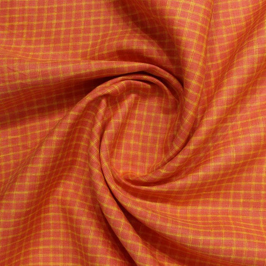 Orange & yellow small check linen (RT-1114)