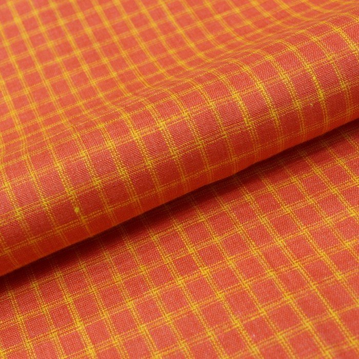 Orange & yellow small check linen (RT-1114)