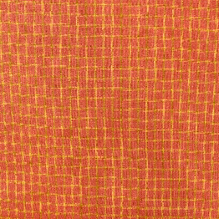 Orange & yellow small check linen (RT-1114)