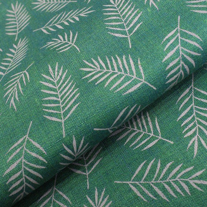 Parrot green leafy print linen (RT-1237)